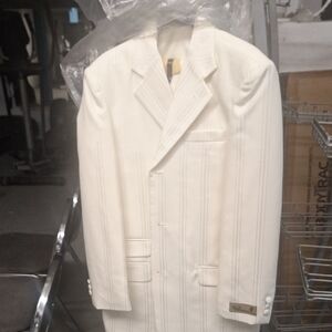 Boys Cream Pinstripe Single-Breasted Suit